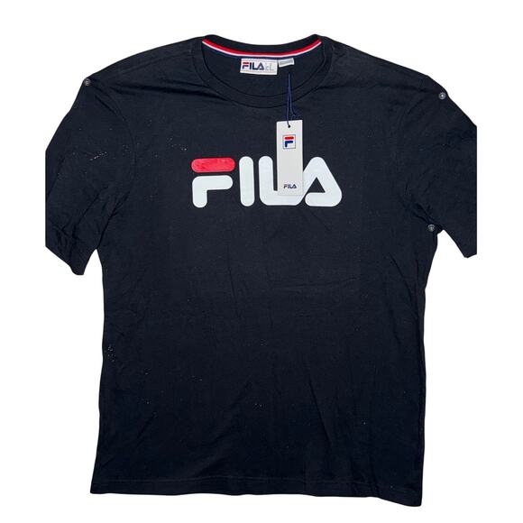 FILA Classic Wordmark Logo T-Shirt Black Men's Sz XL NWT Short Sleeve Cotton - Picture 1 of 8